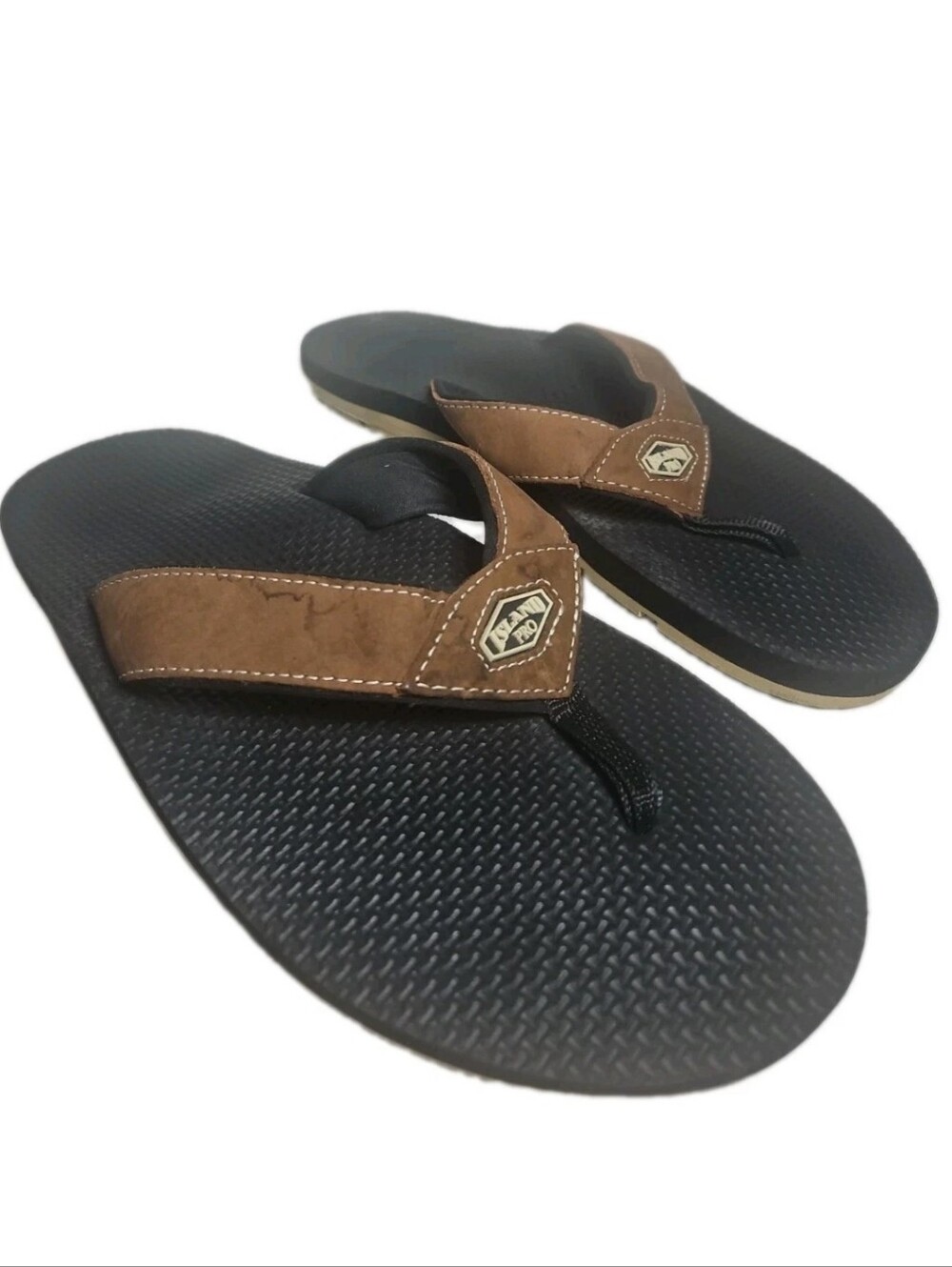 Island Pro Leather Sandal Men Size12 Brown MADE IN HAWAII Flip Flops Sandals [8B